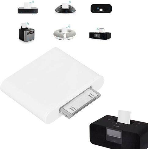 Gugxiom 30 Pin Bluetooth Adapter for Music Speaker Dock, Bluetooth 5.0 Audio Transmitter, Plug and Play Wireless Dongle for Home Stereo System, Not for Car (White) in Saudi Arabia