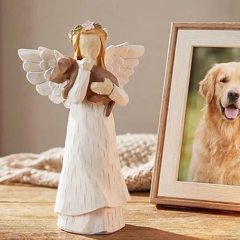 Angel of Friendship Dog Memorial Gifts,Pet Sympathy Gift,Loss of Dog Gifts,4.9 Inch Dog Angel Figurines Dog Remembrance Gifts with Heart Rainbow Bridge Bracelet in Kuwait