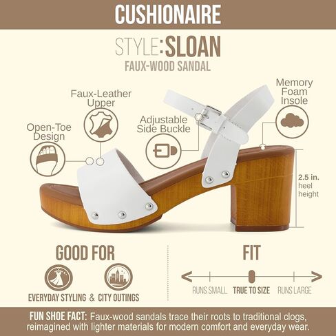 Cushionaire Women's Sloan Faux Wood Sandal +Memory Foam & Litesole Technology -عرض على نطاق واسع ، ويسكي 11 W in Kuwait