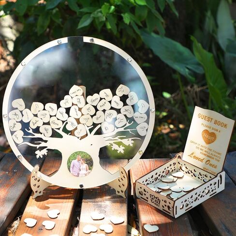 Fonder Mols Wedding Guest Book بديل مع القلم ، Rustic Boho Guest Book حفل زفاف ، Wooden Guest Book Tree of Life for Memorial Service ، أفكار فريدة من نوعها لحفل الزفاف in Kuwait