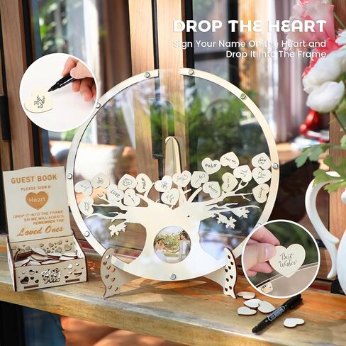 Fonder Mols Wedding Guest Book بديل مع القلم ، Rustic Boho Guest Book حفل زفاف ، Wooden Guest Book Tree of Life for Memorial Service ، أفكار فريدة من نوعها لحفل الزفاف in Kuwait