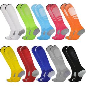 10 Pairs Kids Soccer Socks Stretchy Knee High Tube Socks Colorful Football Athletic Team Socks for Boys Girls in Kuwait