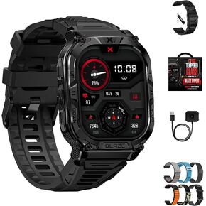 CARBINOX Blaze Smart Watch with GPS – Rugged Fitness Trackers, IP69K Waterproof, 170+ Sports Modes, Gorilla Glass, Make/Receive Calls, Android & iOS Compatible (Round Ultimate Pack) in Kuwait
