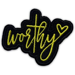 Worthy Patch 3 Inches Heart Cute Positive Motivation Meme Funny Iron On/Sew On Embroidery Fabric Applique Patches for Trucker Hats Clothes Backpack DIY Accessories Coworkers Friends Mom Gifts in Kuwait