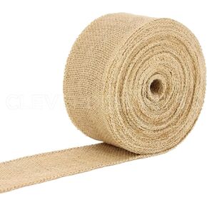 CleverDelights 2.5" Natural Burlap Ribbon - Wired Edges - 25 Yards - Jute Burlap Fabric in Kuwait