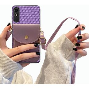 for BLU C5 Max 2024 Case, BLU C5 Max 5.7" Phone Case Wallet Back with Card Holder, PU Leather Case Crossbody Adjustable Detachable Lanyard Hands Free | Kickstand/Stand Shockproof Case -Black in Saudi Arabia