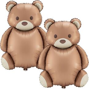 12 Pcs 21x35'' Big Brown Bear Balloons Matte Cartoon Bear Foil Birthday Balloons for Home Decor Jungle Animal Farm Safari Zoo Woodland Themed Party Baby Shower Decoration Supplies in Kuwait