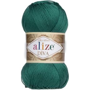 Alize Diva Silk Effect 100% Microfiber Acrylic Yarn 1 Ball skeins 100gr 383yds Color (123 - Emerald) in Saudi Arabia