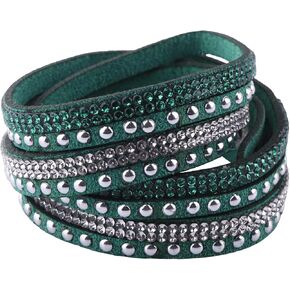 KUIYAI Wrap Leather Bracelet with Bling Bling Crystal Rhinestones and Snap buttons in Kuwait