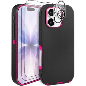 for iPhone 11 Case 6.1" with Belt Clip Holster Kickstand and 2 Screen Protector, Heavy Duty Full Body Protection Phone Case(Belt Clip,Black+Orange) in Saudi Arabia