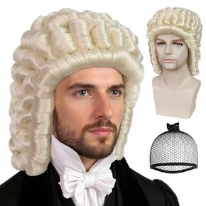 IMEYLE Long Blonde Old Man Wig Half Bald Man Wigs Balding Afro Wig for Adults Wavy Man Wig Bald Guy Costume White Wig Grandpa Short Curly Hair Wig Male for Halloween Costume Party + Wig Cap in Kuwait