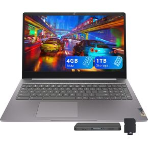 Lenovo IdeaPad 3 15.6" FHD Anti-Glare Chromebook, Intel Celeron N4500, 4GB LPDDR4 RAM, 352GB Storage (64GB SSD + 288GB Docking Station Set), HD Camera, HD Audio, Wi-Fi 6, Bluetooth, Chrome OS, Grey in Kuwait