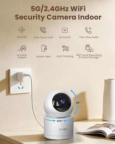 K09 Camera, 2K Indoor Security Camera for Home Security, Work with [5G & 2.4G] WiFi in Kuwait