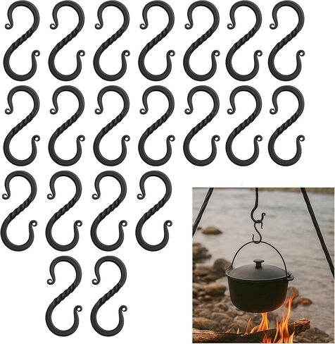 Lord of Battles Viking Iron S Shaped Hook Iron Hanging Cooking Stand Camping Accessory Hand Forged Black Finish Functional Accessory Reenactments in Kuwait