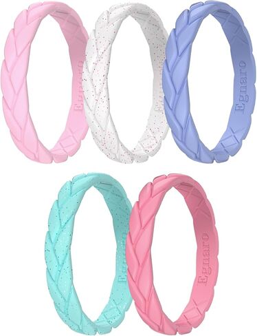 Egnaro Silicone Ring Women Thin Womens Stackable Rings Silicone Rubber Wedding Bands Bridal Jewelry Set Flame Leaves Anniversary Rings Promise Rings in Kuwait