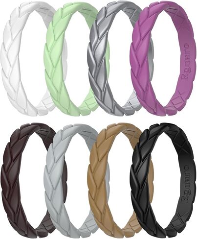Egnaro Silicone Ring Women Thin Womens Stackable Rings Silicone Rubber Wedding Bands Bridal Jewelry Set Flame Leaves Anniversary Rings Promise Rings in Kuwait
