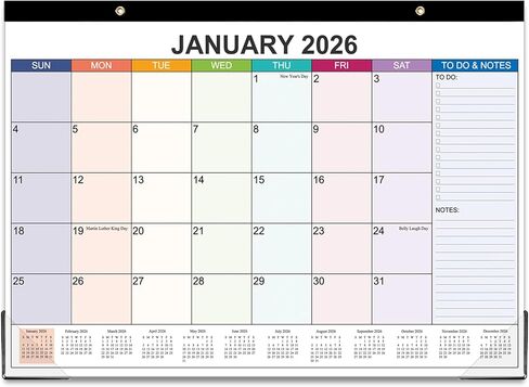 2025 التقويم المكتبي -12 شهرًا تقويمًا من يناير 2025 -ديسمبر 2025 ، 17 "× 12" تقويم مكتب مع قائمة مهام ، ملونة in Kuwait