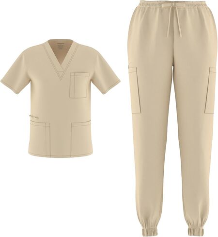 Zam Imports Unisex Men's Women's Joggers Scrubs Medical Nursing Stretch Flex V-Neck Jogger 2 Piece Scrub Set in Saudi Arabia