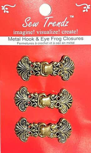 Metal Frogs Button Sew On Closures Clasp Clip Hook & Eye Fastener Sewing Renaissance Costumes Cloak Cape Jacket - Baroque Heart Spade Design- Silver- 3 Pairs/pk in Kuwait