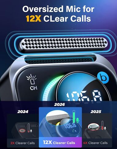 JOYROOM 66W Bluetooth 5.4 Car Adapter Aux with 3 Charging Ports【PD 30W & 2 * 18W】【Air Vent Installation for Safe】 Deep HiFi Bass Player Wireless Radio FM Transmitter for Car with Colorful LED Light in Kuwait