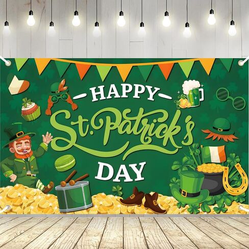 yquqwn St Patrick's Banner Banner Backdrop Happy St Patricks Banner St Patricks يوم خلفية للتصوير الفوتوغرافي St Patricks Day Decorations Saint Patricks Day Banner for Shamrock Decorations 5 × 3ft in Kuwait