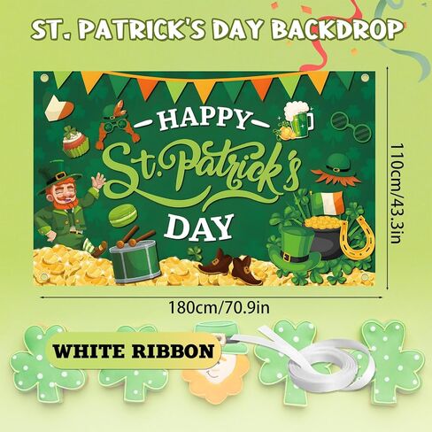 yquqwn St Patrick's Banner Banner Backdrop Happy St Patricks Banner St Patricks يوم خلفية للتصوير الفوتوغرافي St Patricks Day Decorations Saint Patricks Day Banner for Shamrock Decorations 5 × 3ft in Kuwait