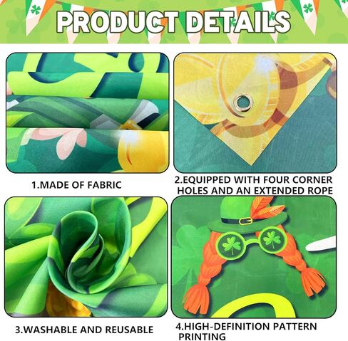 yquqwn St Patrick's Banner Banner Backdrop Happy St Patricks Banner St Patricks يوم خلفية للتصوير الفوتوغرافي St Patricks Day Decorations Saint Patricks Day Banner for Shamrock Decorations 5 × 3ft in Kuwait