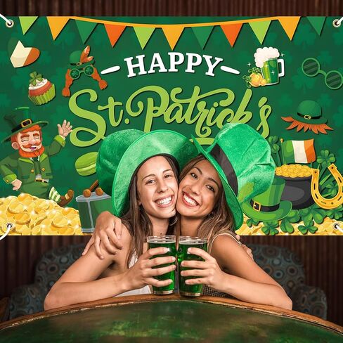 yquqwn St Patrick's Banner Banner Backdrop Happy St Patricks Banner St Patricks يوم خلفية للتصوير الفوتوغرافي St Patricks Day Decorations Saint Patricks Day Banner for Shamrock Decorations 5 × 3ft in Kuwait