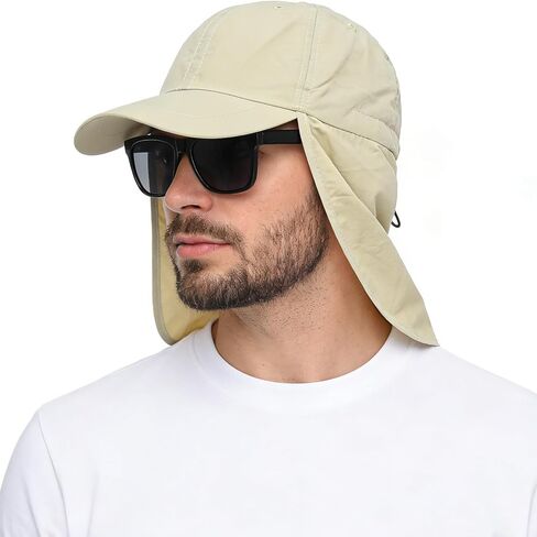 Baseball Sun Cap with Neck Flap, UPF 50+ Waterproof Sun Hat for Men Women | Adjustable Fit, Breathable Vent Holes, Packable & Lightweight Design for Beach Golf Hiking Fishing Running in Kuwait