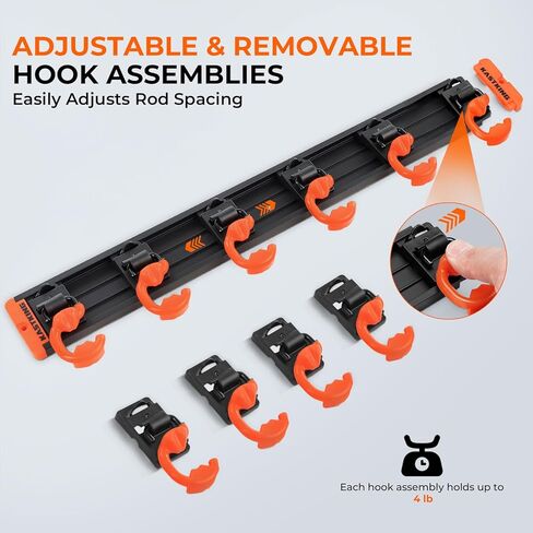 KastKing V10 Pivot Grip Fishing Rod Holder–Adjustable, Space-Saving Wall-Mounted Rod Holder, 10 Polymer-Coated Steel Hooks, Expandable Storage System, Holds 10 Rod & Reel Combos, 1 Pack in Kuwait