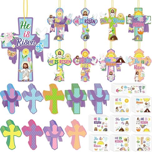 80Unclekimby 36pcs عيد الفصح الحرف للأطفال ، وهو يصنع يسوعك الخاص بك قيامة يسوع عبر الزخارف الشنق in Kuwait