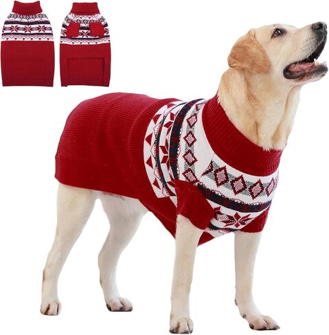 IECOii XXXL Dog Sweater,Extra Large Dog Sweater for Large Dogs Girl Boy,Knitted Warm Dog Turtleneck Sweater for Halloween Christmas Outfit,Red Dog Sweater for Golden Retriever,Labrador,XXX-Large in Saudi Arabia