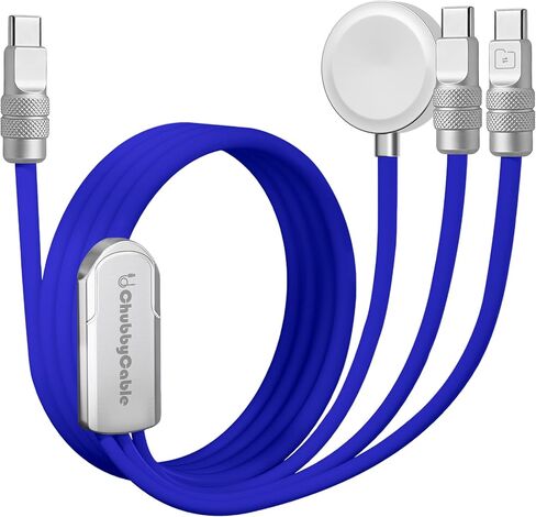 كبلات Tri-Flex 3 في 1 USB C لشاحن Apple Watch ، سيليكون 100 واط ، شحن متعدد الشحن ، شحن سريع متوافق مع سلسلة iPhone 16/15 سلسلة Iwatch iPad Airpods Galaxy Series ، 4.1 قدم ، برتقالي in Kuwait