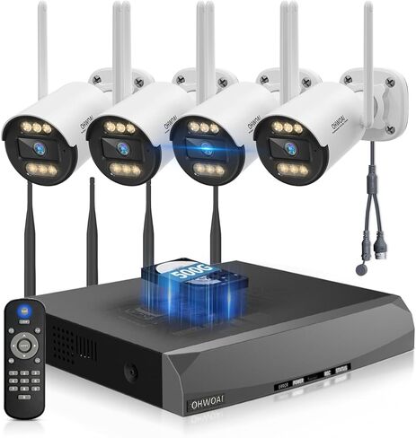 《130°Wide Angle & Two-Way Audio》Wireless Security Camera System Outdoor, WiFi Cameras for Home Security,Video Surveillance Systems in Kuwait