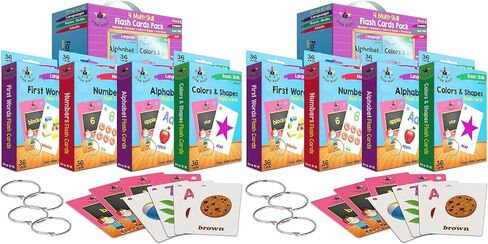 Star Right Words Toddler Flash Cards Set of 4 - Number Flash Cards, First Words, Colors and Shapes, & Alphabet/Letter Flashcards - 4 Binder Rings - 144 Sight Words Kindergarten Flash Cards 3-7 Years in Kuwait