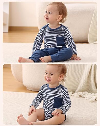 BeiVSlley Newborn Baby Boy Girl Clothes Infant Cotton Long Sleeve Bodysuits Romper and Solid Pants Outfits Set in Kuwait