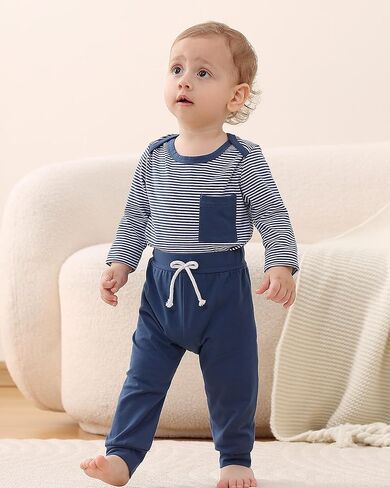 BeiVSlley Newborn Baby Boy Girl Clothes Infant Cotton Long Sleeve Bodysuits Romper and Solid Pants Outfits Set in Kuwait
