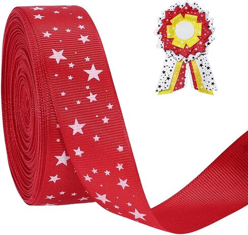 PH PandaHall 25 Yards Stars Printed Ribbons, 1inch Black Decorative Grosgrain Ribbon with White Stars Polyester Craft Ribbon for Bows Making Gift Wrapping Wedding Home Decor DIY Crafts in Saudi Arabia