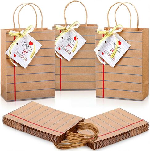 GILPROP 12 PCS PRESS TESTART EARDICATION AGS With Paper Tag Thank You Teacher Gift Facs with Healde Of Year Home Phis مع Tape Measure Ribbon للتخرج مرة أخرى إلى حفلات المدرسة in Kuwait