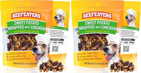 Beefeaters Dog Treats - Sweet Potato Wrapped with Chicken 2oz, Case of 12 | Dog Food No Corn/Wheat/Soy/Gluten | Low Fat, Grain-Free, Training & Rewards | Dog Training Treats for All Dog Sizes in Saudi Arabia