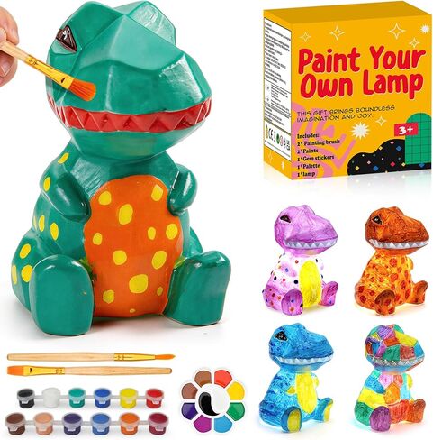 Paint Your Own Dinosaur Lamp - Art & Crafts Painting Kits for Kids,DIY Crafts Night Light, Art Supplies School Activities, Birthday Easter Valentine Creative Gift for Girls Boys Ages 4 5 6 7 8+ in Kuwait