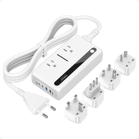 220V to 110V Voltage Converter, TESSAN Universal Travel Adapter with 4 USB Ports (2 USB C), 2 AC Sockets and EU/UK/AU/IT/in International Power Adaptor, Step Down Transformer Outlet Converters in Kuwait