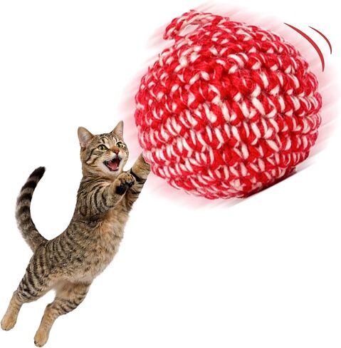 Jayu Pet Red Cat Ball [W/Pell Version] - Catnip Inside Cat Toy ، ألعاب Silvervine Ball ، ألعاب Cat للقطط الداخلية ، لعبة Cat Ball التفاعلية ، ألعاب القطط القاسية ، هدايا القط (2.7 في ، 7 سم) in Kuwait