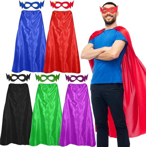 D.Q.Z Superhero-Capes for Adults Super-Hero Capes Costume for Men Women Party Halloween Dress Up, 5 Pack in Kuwait