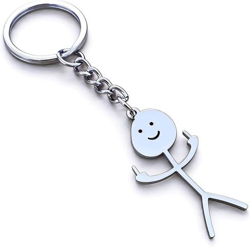 Stainless Steel Funny Doodle Keychain Middle Finger Pendant Keyring Long Distance Friendship Jewelry Gift for Men Women in Kuwait