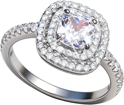 وسادة حلقة الموضة قطع 4CT Zircon Diamonds Stone 925 Sterling Silver Engagement Band Band Ring for Women in Kuwait