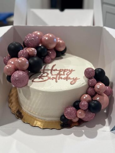 60pcs Rose Gold Black Balls Cake Topper Balloons Cupcake Topper DIY Cake Insert Topper Cake Balls Baking Decoration for Wedding Anniversary Birthday in Kuwait