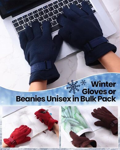 Liitrsh 60 زوجًا من قفازات الصوف الشتوية الحرارية للقيادة الرياضية قفازات ناعمة ودافئة ومريحة كبيرة للطقس البارد للرجال والنساء والأطفال in Kuwait
