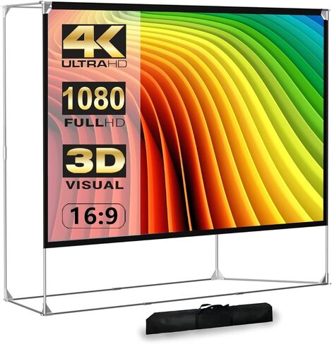Outdoor Projector Screen with Stand 100 Inch: Portable Projection Screen 16:10 4K HD Outdoor Movie Screen with Carry Bag for Home Backyard Theater in Saudi Arabia