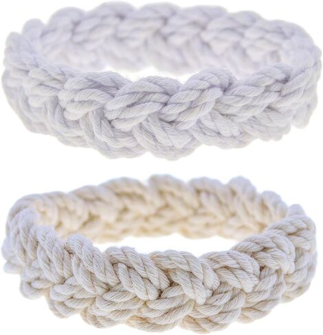 FROG SAC 2 Sailor Knot Bracelets, Nautical Knot Rope Bracelets, Natural and White Sailor Bracelets for Men and Women, Fishermans Bracelet Set, Cotton Knot Bracelets, Rope Bracelet Jewelry in Kuwait